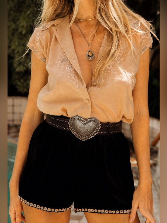 Brighton Accessories - Brighton Brown Leather Belt with Detailed Silver Heart Buckle Size 32